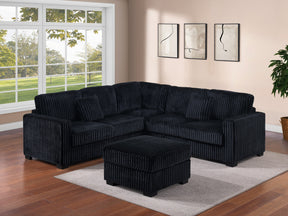 Black Finish 4pc Modern Sectional Set Left And Right Arm Loveseat Matching Pillow Square Arms Cocktail Ottoman
Plastic Legs Primary Living Room