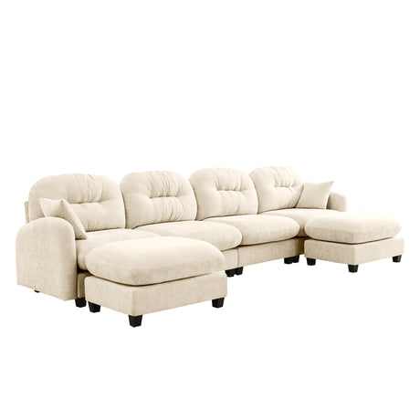 Modular Sectional U Shaped Couch With Ottoman,Soft Chenille Fabric  Tufted Cushion Backrest Design,High-Density Foam Ergonomic design,Elegant Armrests,Easy Install Fits Bedrooms Living Rooms,Beige - sold by Home Elegance USA