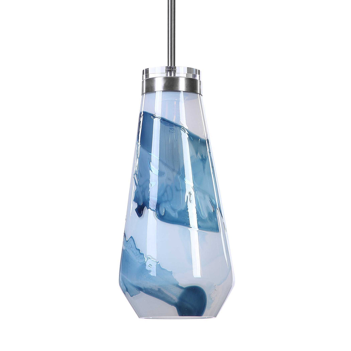 Windswept 1 Light Mini Pendant Blue & White - Blue / Silver by Uttermost - View 6