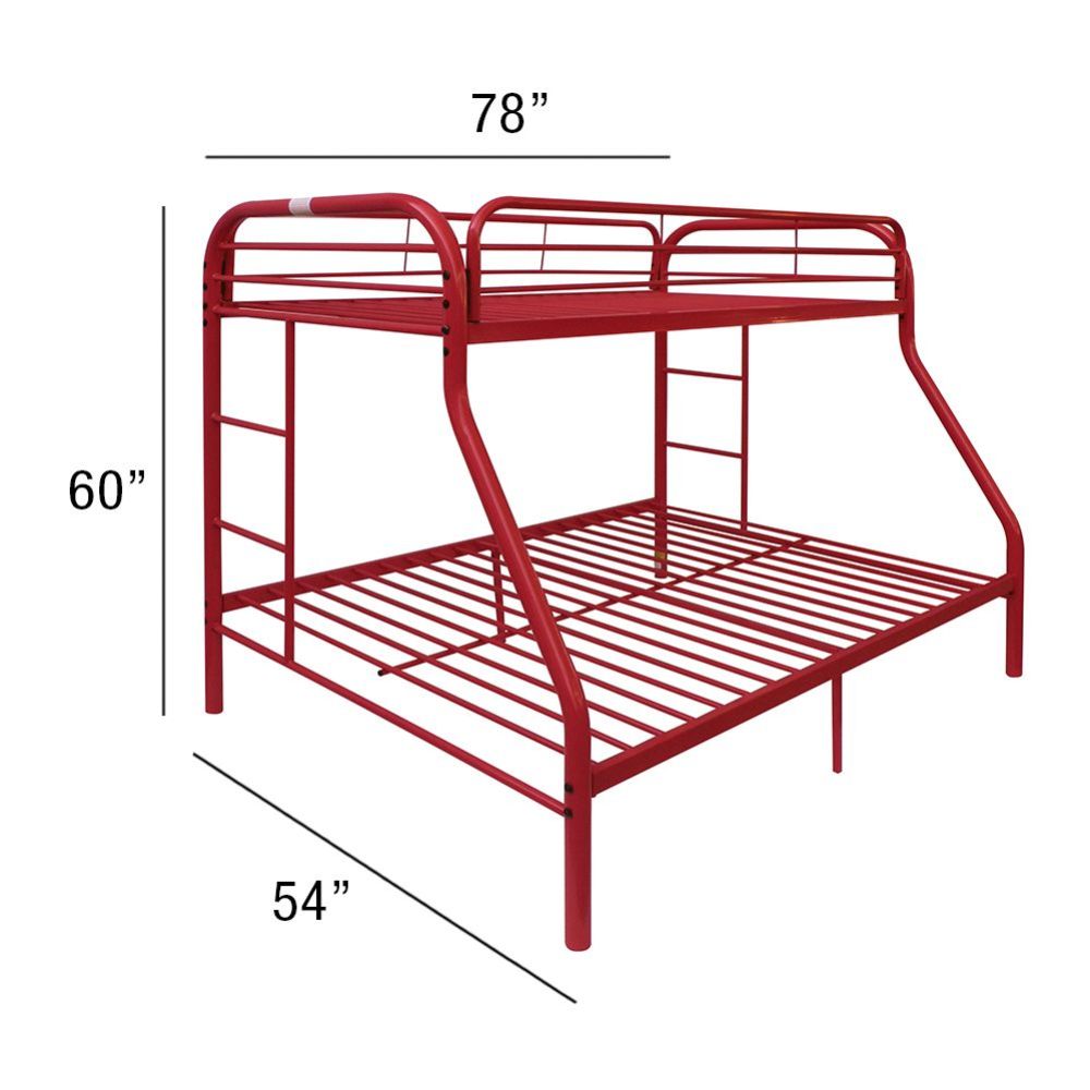 Acme - Tritan Twin/Full Bunk Bed 02053RD Red Finish