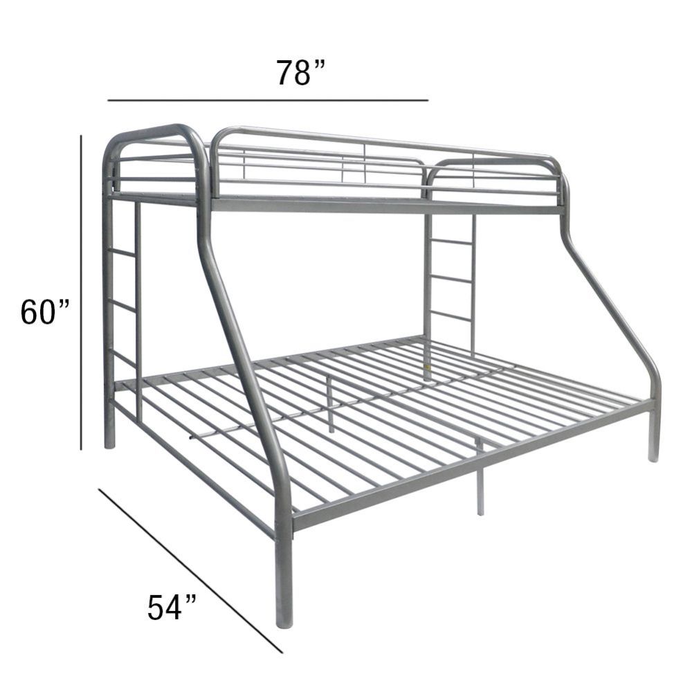 Acme - Tritan Twin/Full Bunk Bed 02053SI Silver Finish