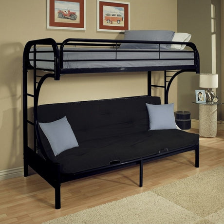 Acme - Eclipse Twin/Full Futon Bunk Bed 02091W-BK Black Finish