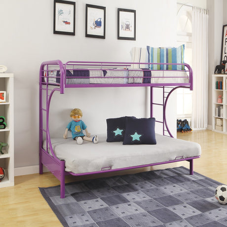 Acme - Eclipse Twin/Full Futon Bunk Bed 02091W-PU Purple Finish