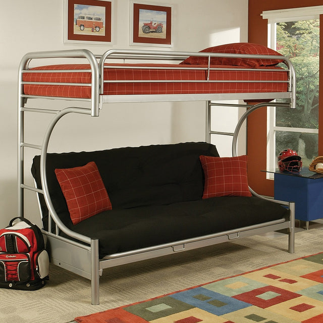 Acme - Eclipse Twin/Full Futon Bunk Bed 02091W-SI Silver Finish