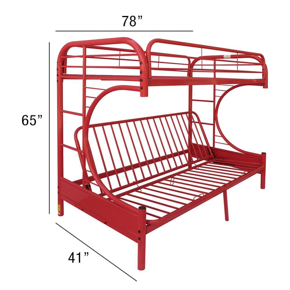 Acme - Eclipse Twin/Full Futon Bunk Bed 02091W-RD Red Finish