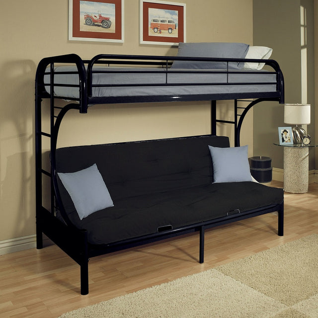 Acme - Eclipse Twin XL/Queen Futon Bunk Bed 02093BK Black Finish