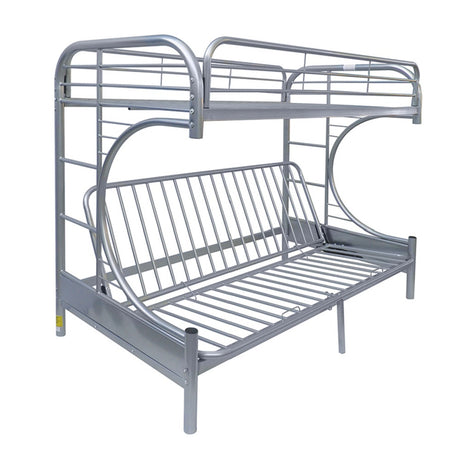 Acme - Eclipse Twin XL/Queen Futon Bunk Bed 02093SI Silver Finish