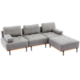 100.7'' L - Shape Sectional Sofa 3 - Seater Couches with a Removable Ottoman, Comfortable Fabric for Living Room, Apartment, Grey - SG001210AAE - image - 9