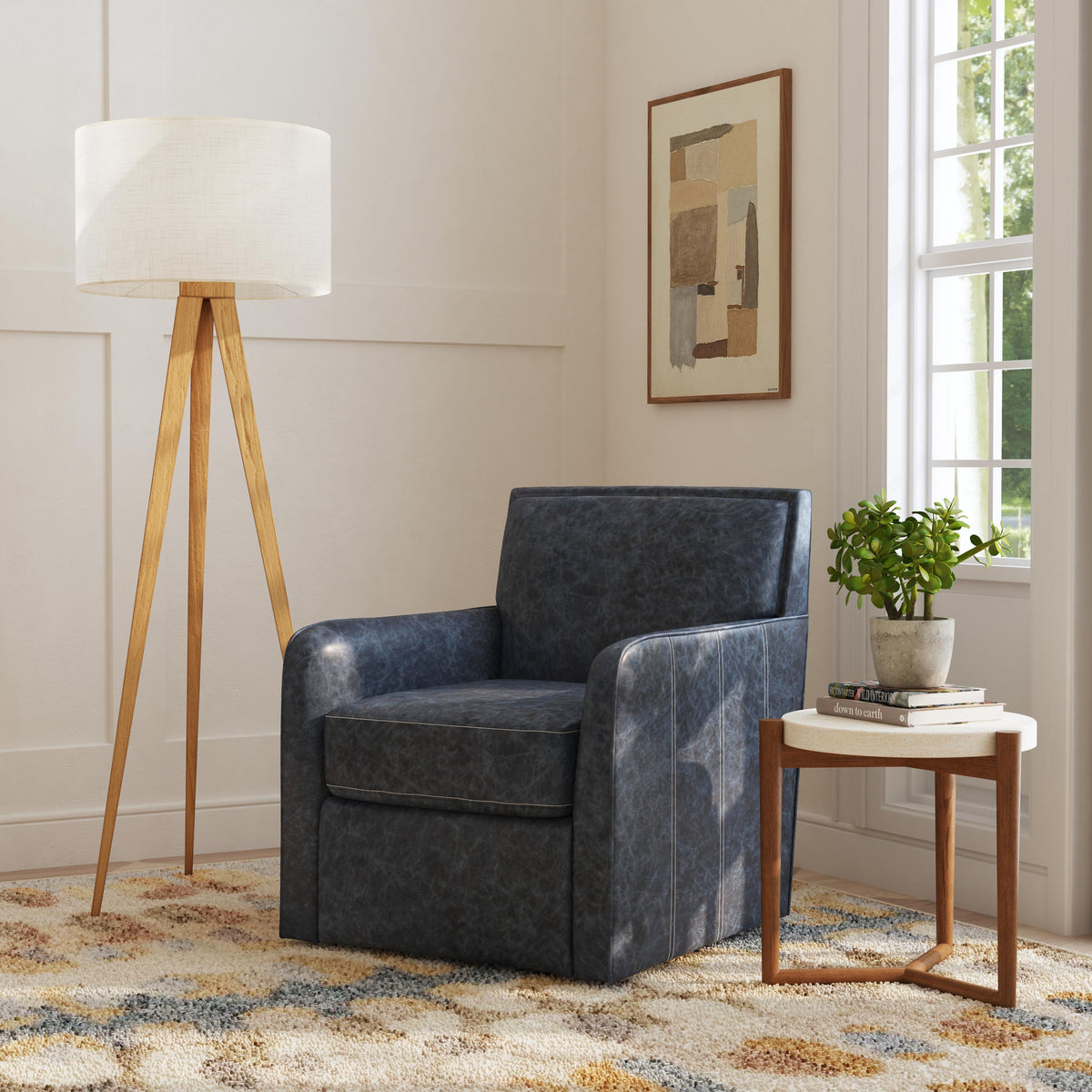 Beckett Transitional Leather Swivel Chair | Flexsteel