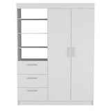 Kenya 3 Drawers Armoire, Double Door, 3-Tier Shelf -White - sold by Home Elegance USA