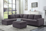 Cassia 120' Modular Sectional Sofa with Ottoman in Dark Gray Linen