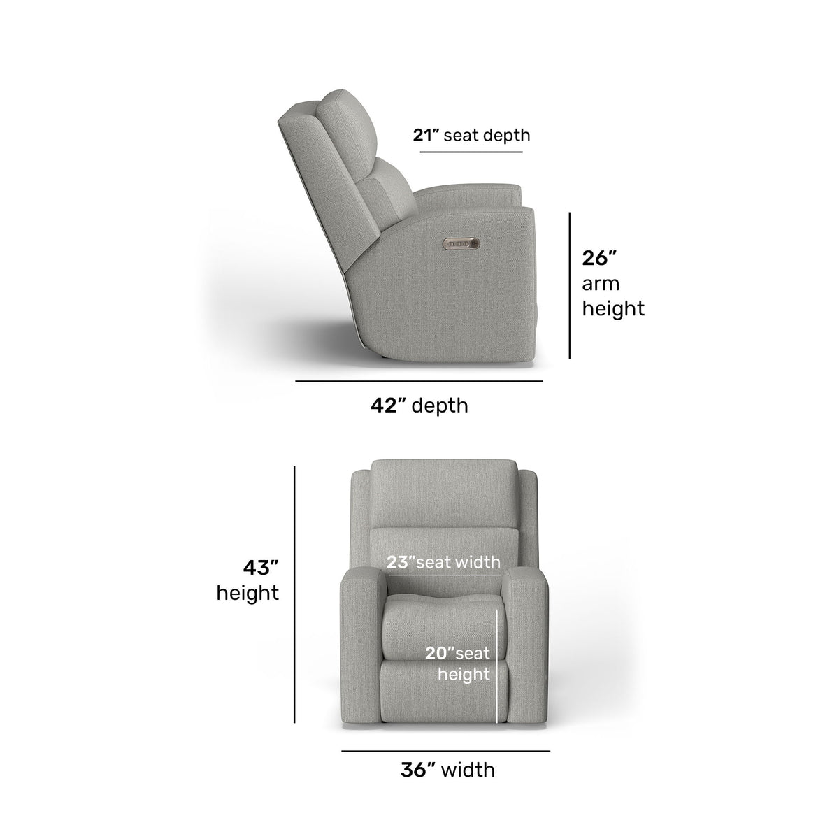 Score Transitional Fabric Power Recliner With Power Headrest & Lumbar | Flexsteel