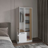 Armoire 70.8' H, 1 Door, 1 Drawer, 4 Shelves, White/Natural Oak - Bedroom - sold by Home Elegance USA