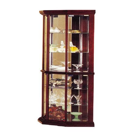 Acme - Huxley Curio Cabinet (Corner) 2347 Cherry Finish