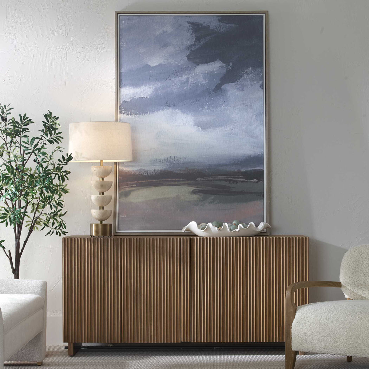 Bracing Framed Landscape Art Brown / Gray / Green / Orange / Pink / White - Blue / Green by Uttermost - View 2