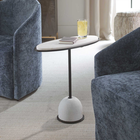 Morro Marble Side Table - White / Black by Uttermost - View 3