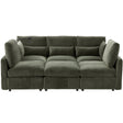 Modern Sectional Sofa Modular Sofa 85.4' U-shaped Sofa Couch Sofa Bed with Movable Ottoman, USB Ports, Phone Holder, Green Chenille - sold by Home Elegance USA