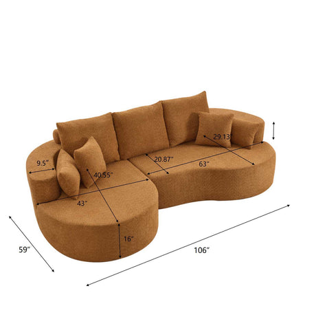 106 in. 2 - Piece Fabric Cloud Curved Sectional Boucle Sofa,CHAISE LOUNGE, NOMAD - sold by Home Elegance USA
