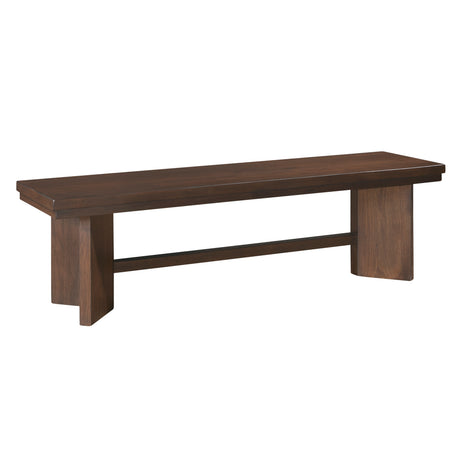 Walnut Finish Modern Dining Set 6pc Table with Self-Storing Extension Leaf Bench 4x Chairs Upholstered Wooden Furniture - sold by Home Elegance USA