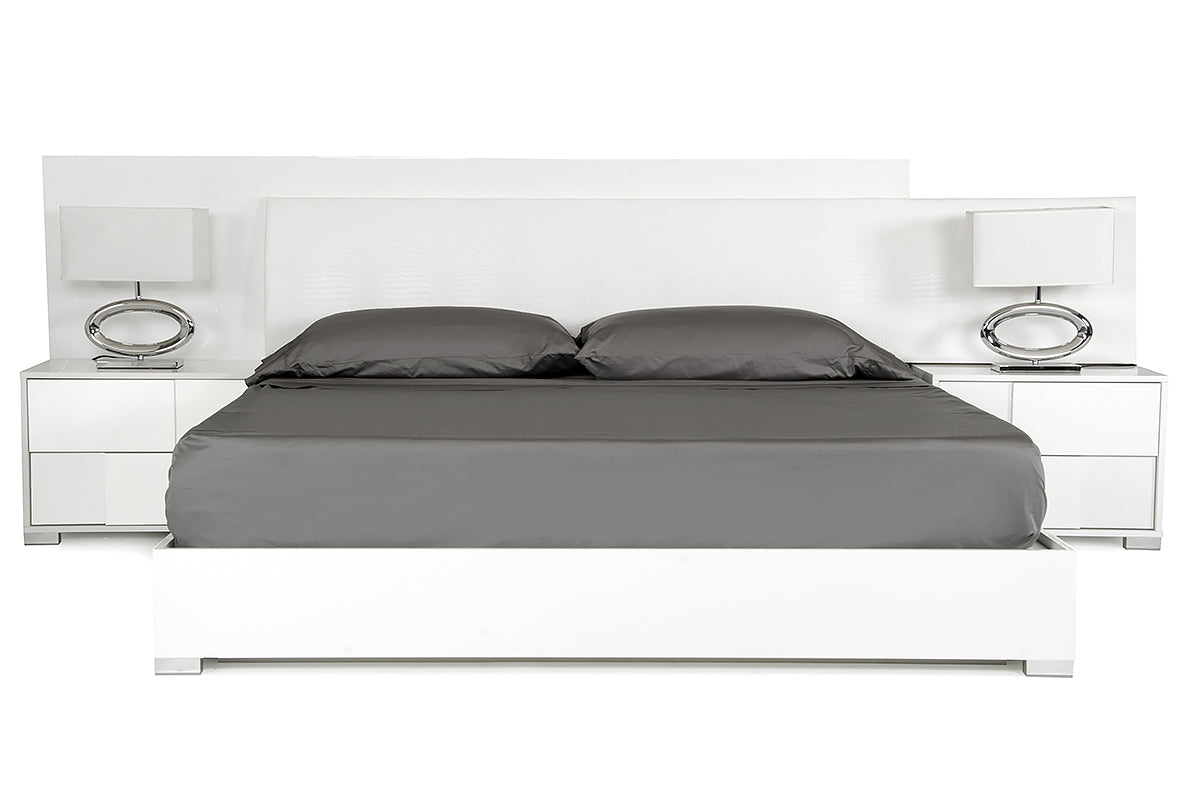 Queen Monza Italian Modern White Bed - View Image 1