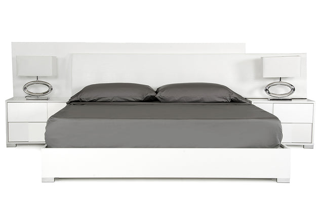 Queen Monza Italian Modern White Bed - View Image 1