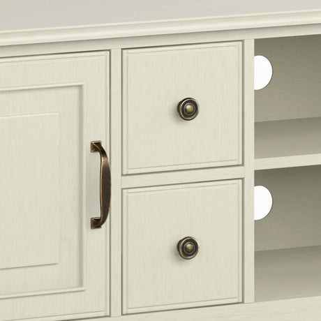 Connaught 72 inch Wide Solid Wood TV Stand in Antique White For TVs up to 80 inches - sold by Home Elegance USA