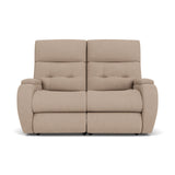 Strait Transitional Fabric Power Reclining Loveseat With Power Headrests | Flexsteel