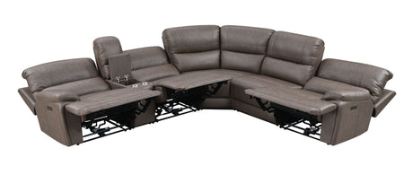 Kantu Brown Synthetic Leather Motion Sectional Sofa - sold by Home Elegance USA