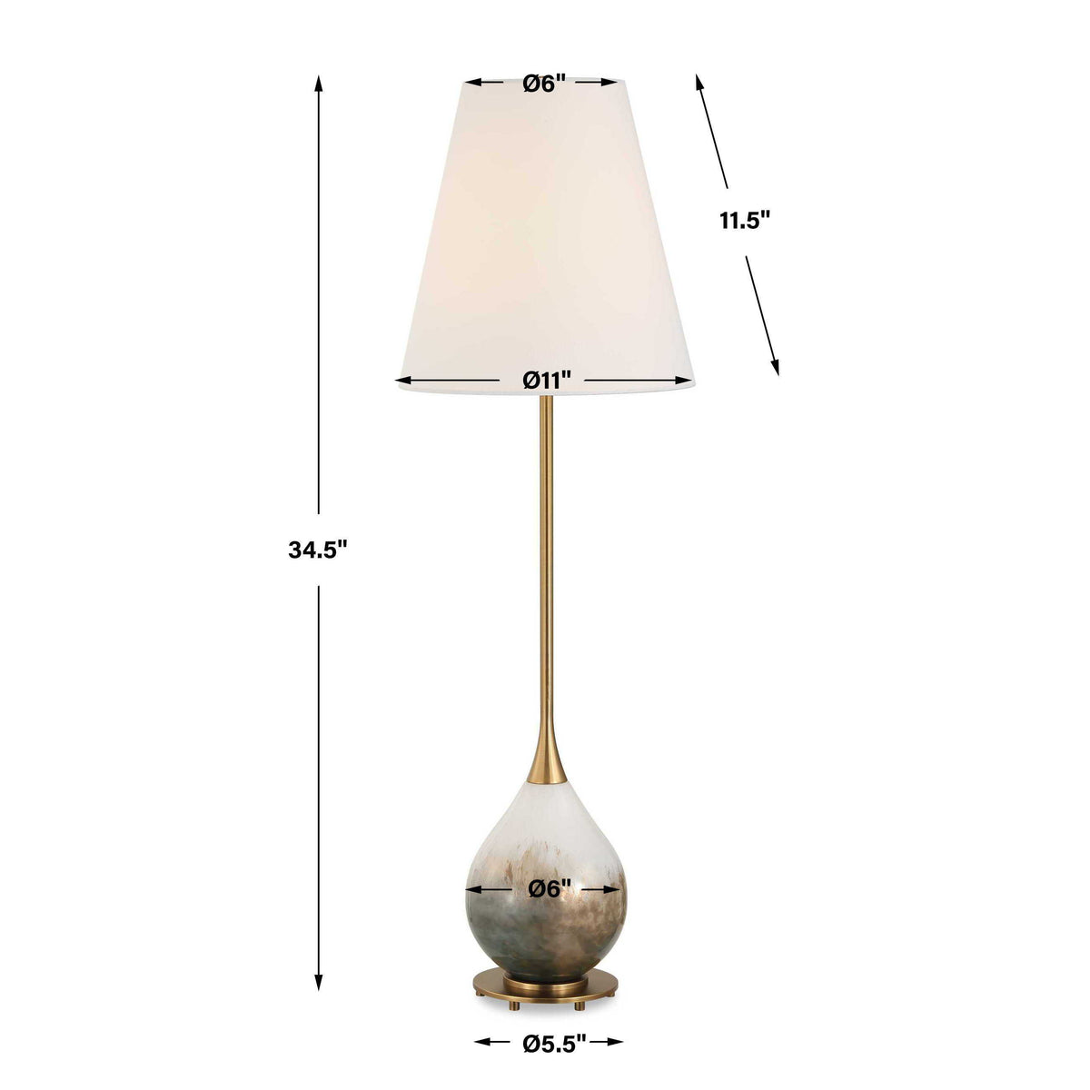 Cardoni Buffet Lamp Smoke - Gold / White by Uttermost - View 7