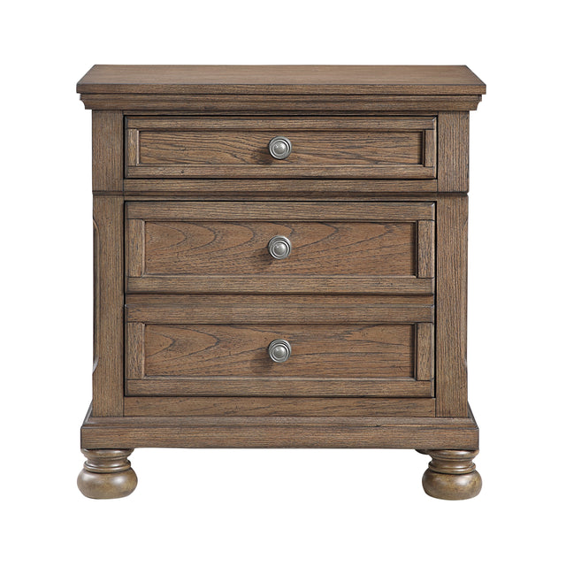 Transitional Antique Brown Finish 1pc Nightstand with Hidden Drawer Bun Feet Classic Wooden Bedroom Furniture