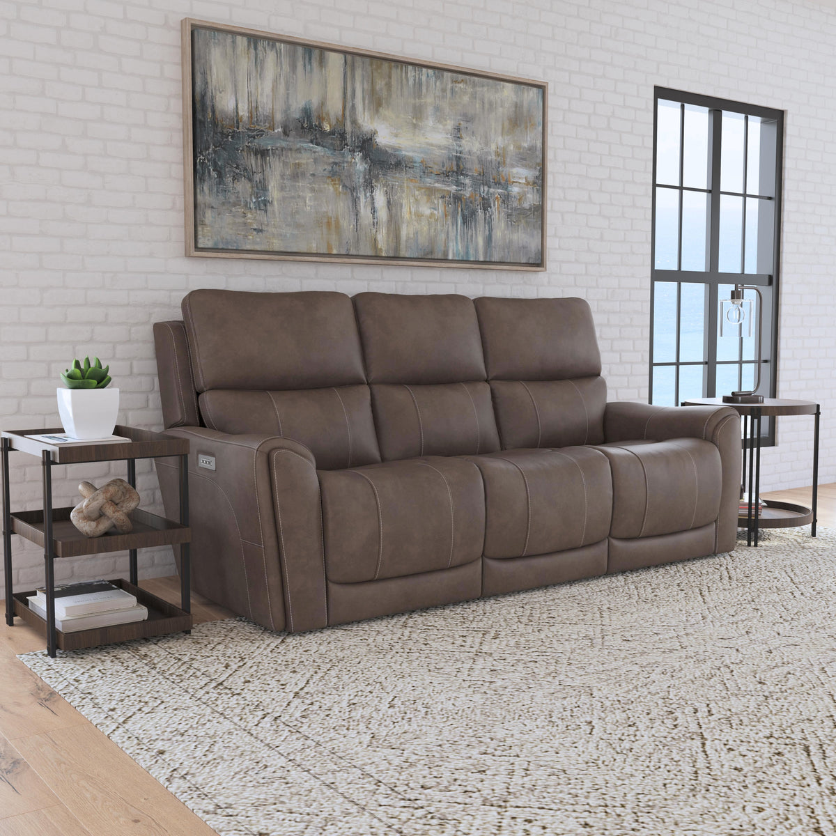 Carter Power Reclining Sofa With Console & Power Headrests & Lumbar - Cappuccino | Flexsteel