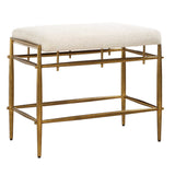 Karleen Plush Small Brass Bench - White / Gold by Uttermost - View 4