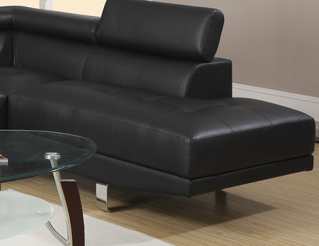 Black Color Sectional Living Room Furniture Faux Leather Adjustable Headrest Right Facing Chaise & Left Facing Sofa - sold by Home Elegance USA