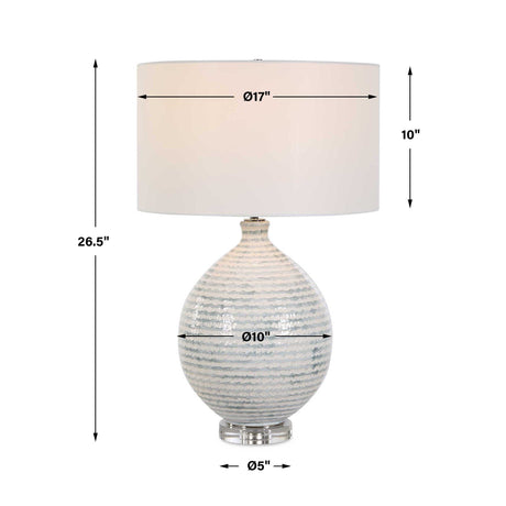 Clary Horizontally Striped Table Lamp - Gray / White by Uttermost - View 7