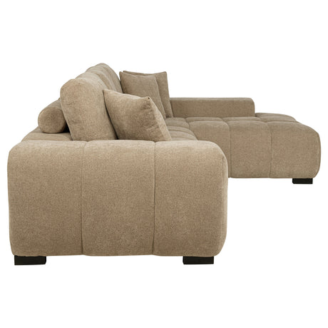 Plather Camel Upholstered Sectional Chaise Sofa - sold by Home Elegance USA