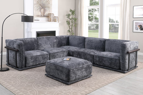 120' length , Fashionable modular sofa with iron and wood frame chenille sofa, Dark Gray ,uitable for living room - sold by Home Elegance USA