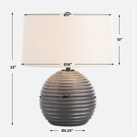Chelsom Ribbed Table Lamp - Gray by Uttermost - View 7