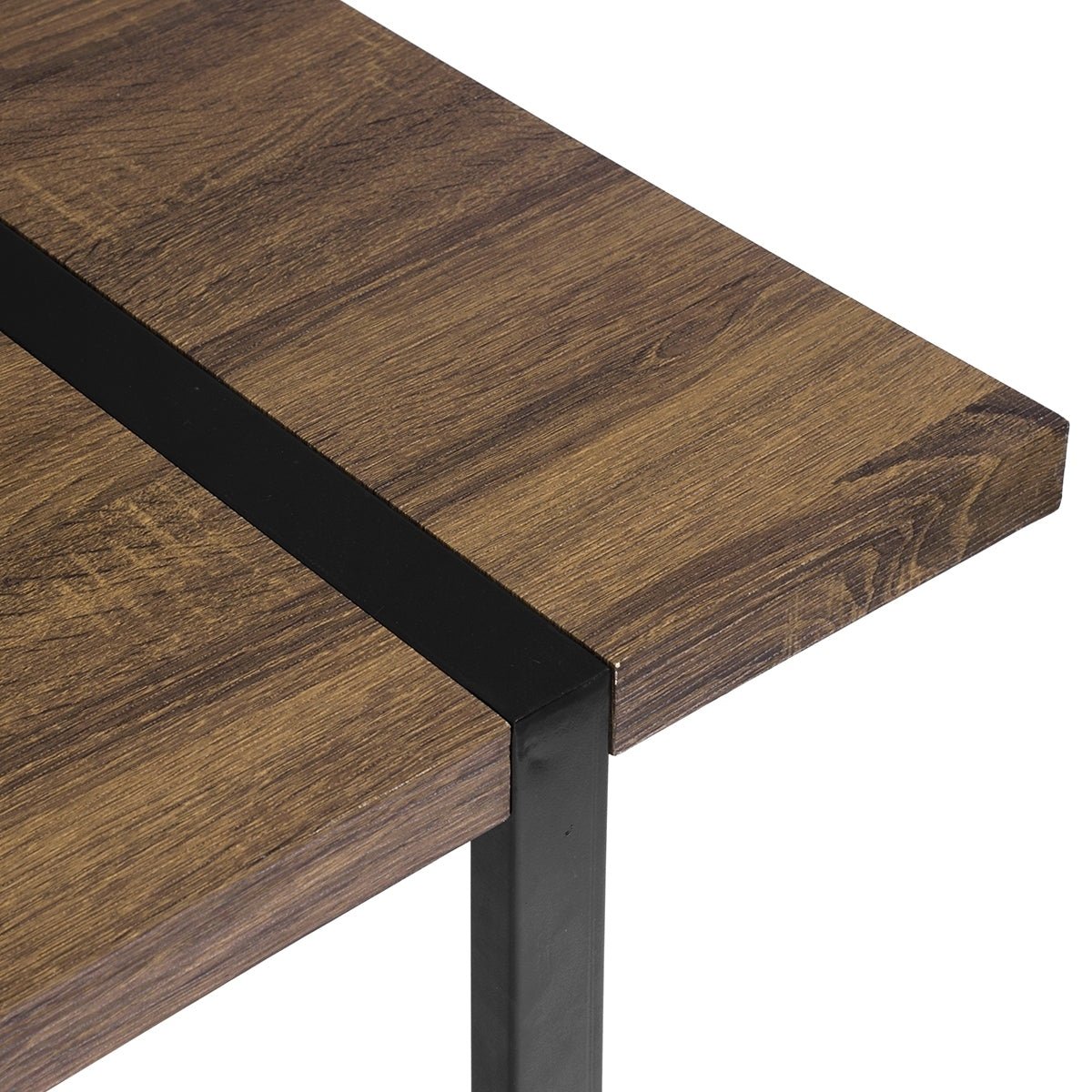 55.1"W x 31.5"D x 29.9"H Industrial Rectangular Dining Table, Walnut & Black - Home Elegance USA