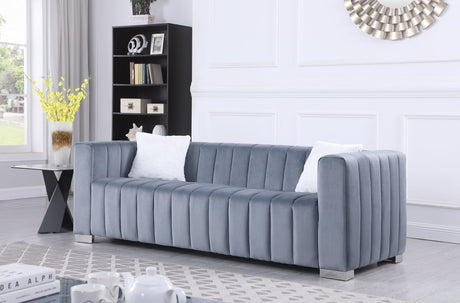 A modern channel sofa take on a traditional Chesterfield,Grey color,3 seater - W1099S00013 - image - 5