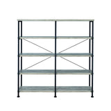 63 Inch Industrial 4 Tier Bookshelf, Particleboard, Metal Frame, Gray, Black - B05691148 - image - 1