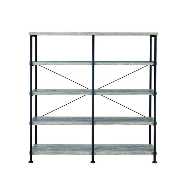 63 Inch Industrial 4 Tier Bookshelf, Particleboard, Metal Frame, Gray, Black - B05691148 - image - 1