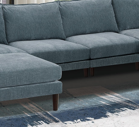 Modern Gorgeous Mineral Morgan Fabric 6pcs Modular Sectional Set Armless Chairs One Arm Chair Ottoman U-Shaped Couch Living Room - sold by Home Elegance USA