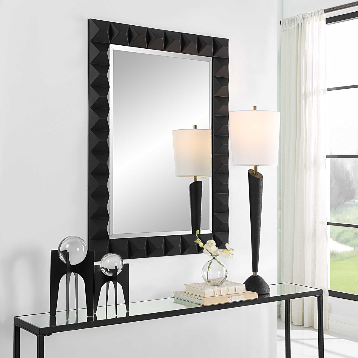 Studded Mirror - Black by Uttermost - View 3