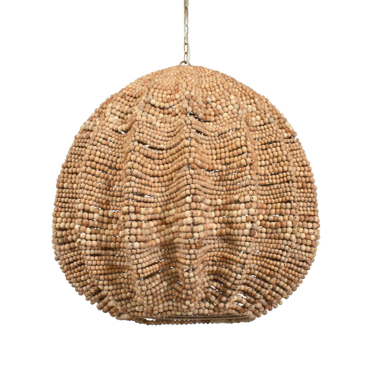 Kauri 5 Light Wooden Bead Pendant Brass / Woodtone - Light Brown by Uttermost - View 3