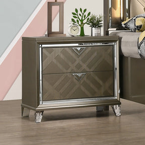 Modern Glam Bedroom Furniture Dark Champagne Finish Nightstand with 2 Drawers Wooden 1pc Acrylic Legs