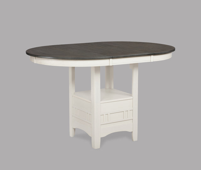 1pc Casual Counter Height Kitchen 18' Extendable Leaf Storage Table Pedestal Base Design Wooden Dining Room Two-Tone Finish Chalk Grey
