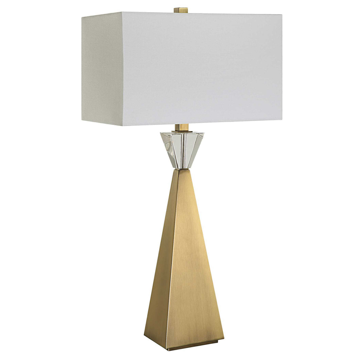 Arete Modern Brass Table Lamp - Gold / White by Uttermost - View 4