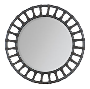 Retreat Pole Rattan Accent Mirror - Black / Dark Brown by Hooker Furniture - View 1