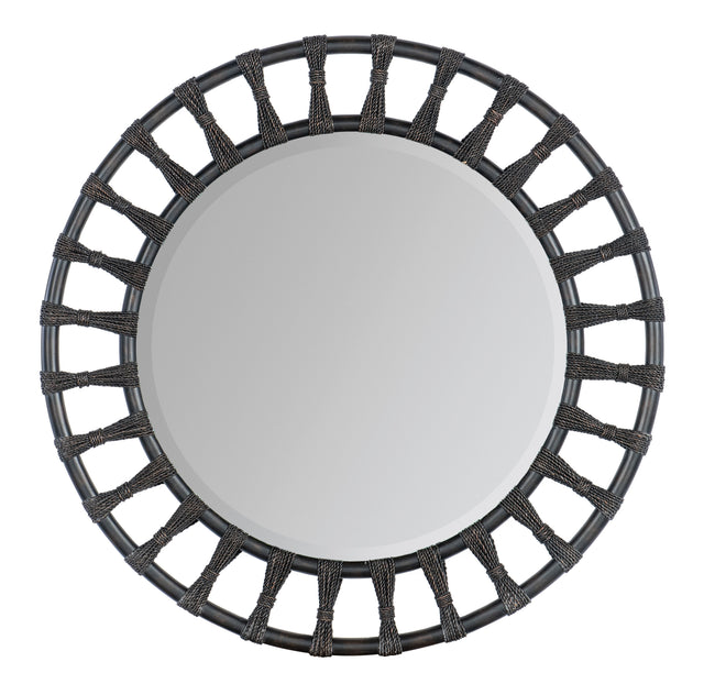 Retreat Pole Rattan Accent Mirror - Black / Dark Brown by Hooker Furniture - View 1
