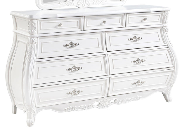 Opulence Modern Style 9- Drawer Dresser Made with Wood in Pearl White